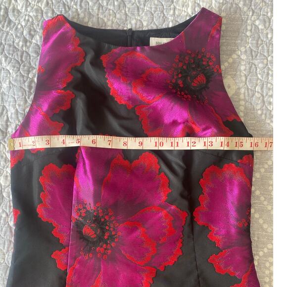 Helene Berman London Black Fuchsia Floral Sheath Dress Made in England Size 4 - Picture 7 of 11